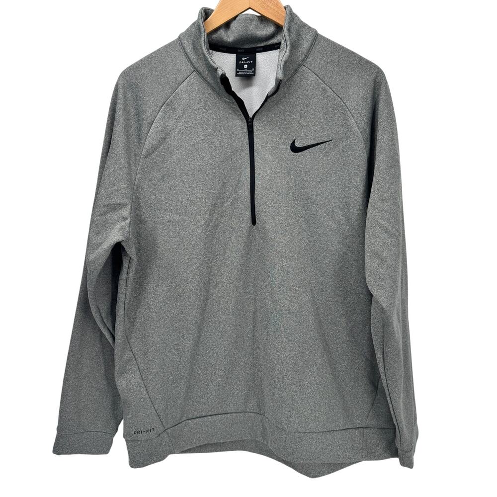 Nike Jacket Mens XL Gray 1/2 Zip Pullover Dri-Fit Long Sleeve‎ Mock Neck Active